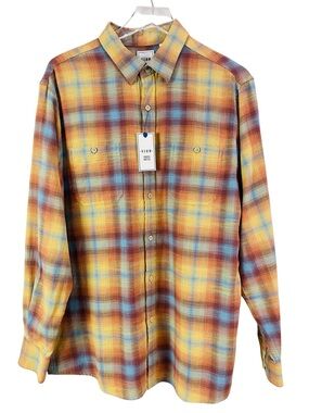 Rowm Coastal Drifter Long Sleeve Button Up Flannel Shirt Size L